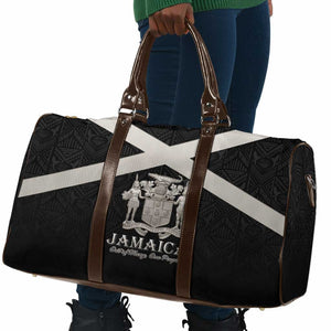Jamaica Travel Bag Coat Of Arms With Rastafarian Lion Silver Color