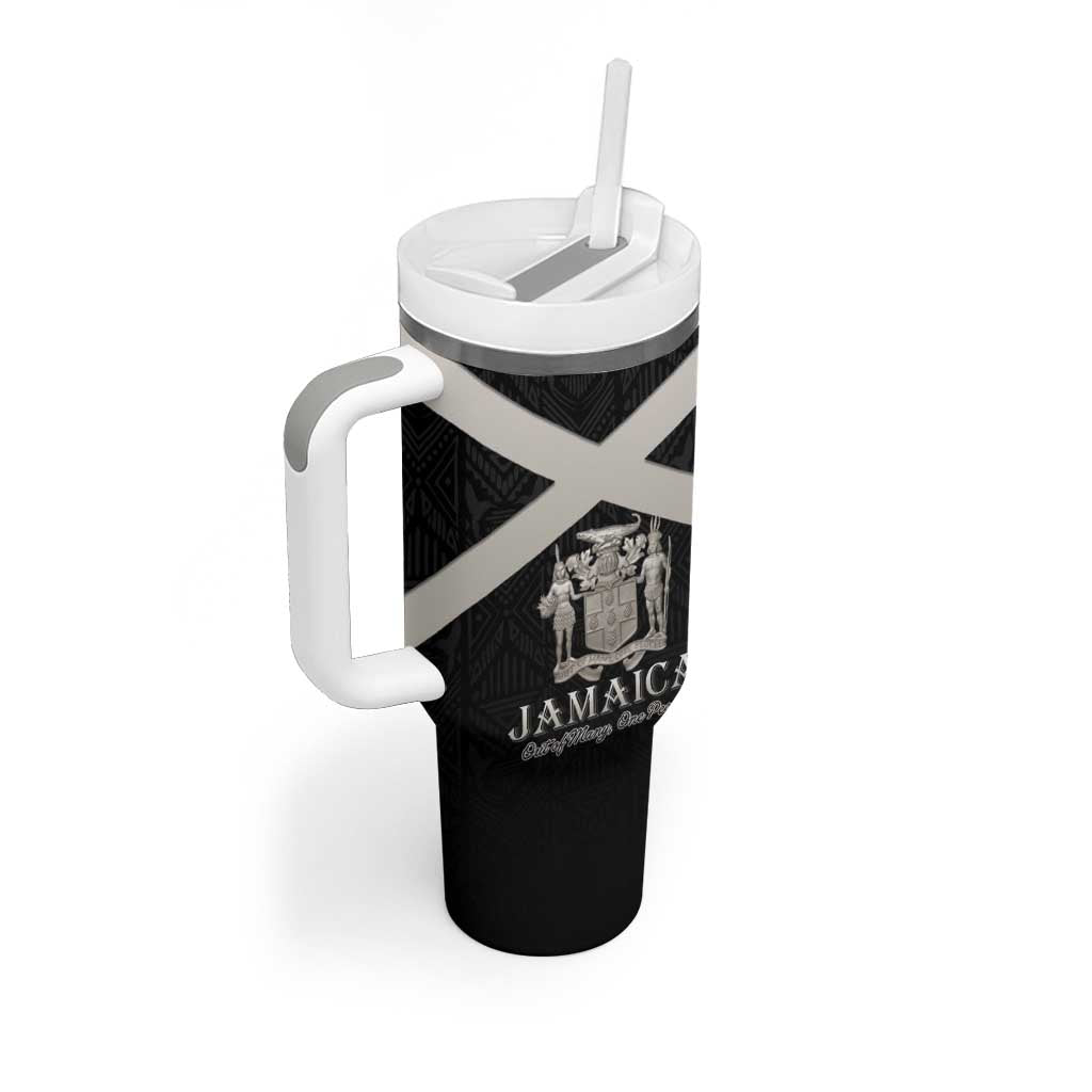 Personalized Jamaica Tumbler With Handle Out of Many One People Silver Color - African Pride