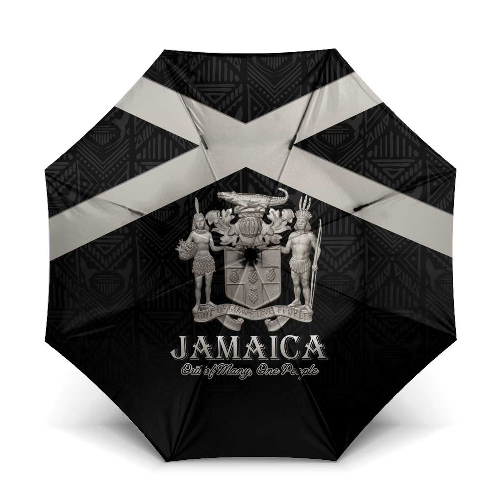 Jamaica Umbrella Coat Of Arms With Rastafarian Lion Silver Color