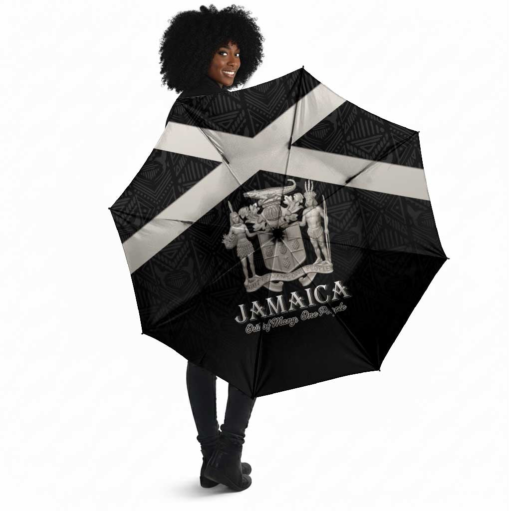 Jamaica Umbrella Coat Of Arms With Rastafarian Lion Silver Color
