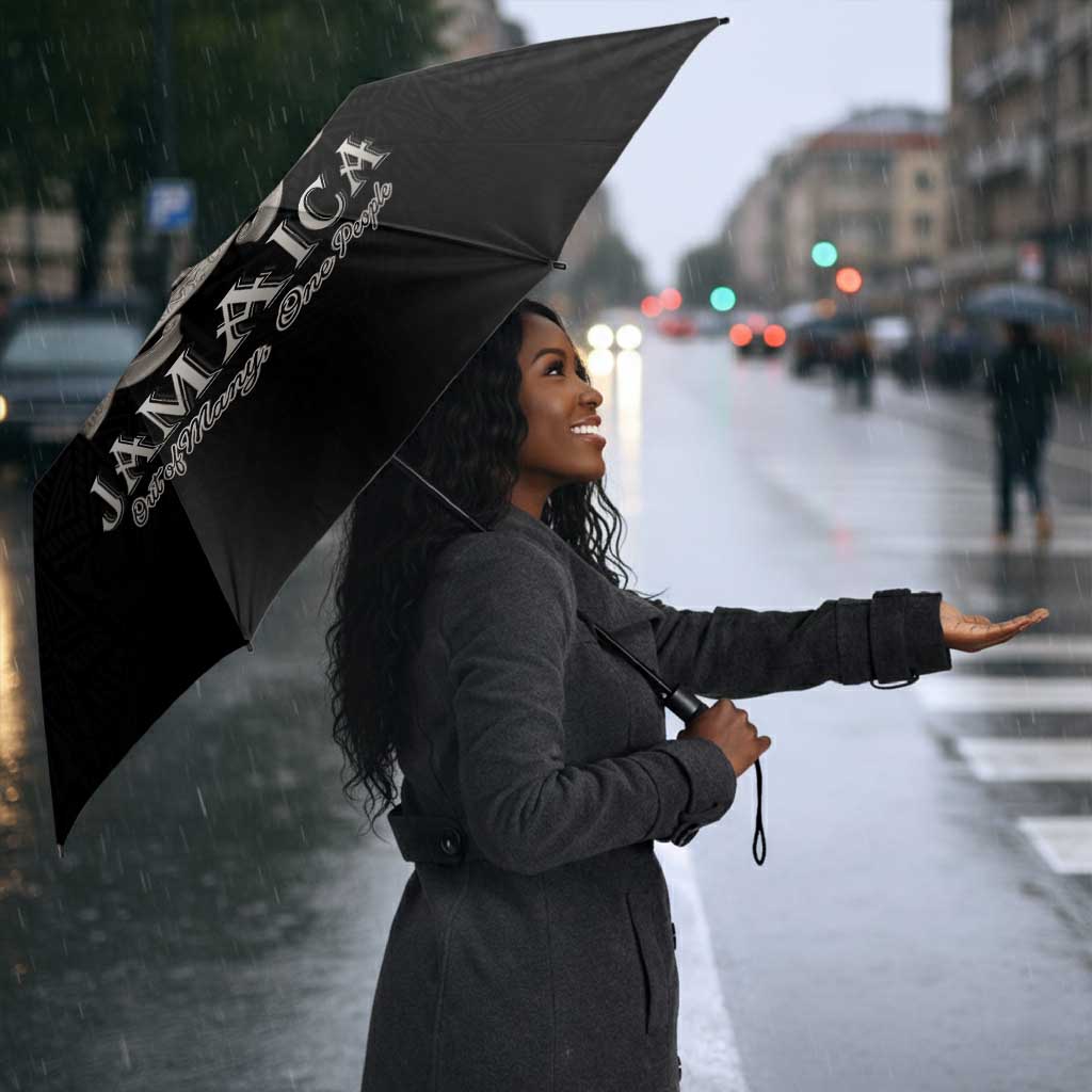 Jamaica Umbrella Coat Of Arms With Rastafarian Lion Silver Color