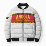Custom Angola Football Bomber Puffer Jacket Avante Palancas Negras - White