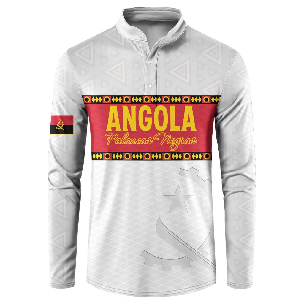 Custom Angola Football Button Sweatshirt Avante Palancas Negras - White