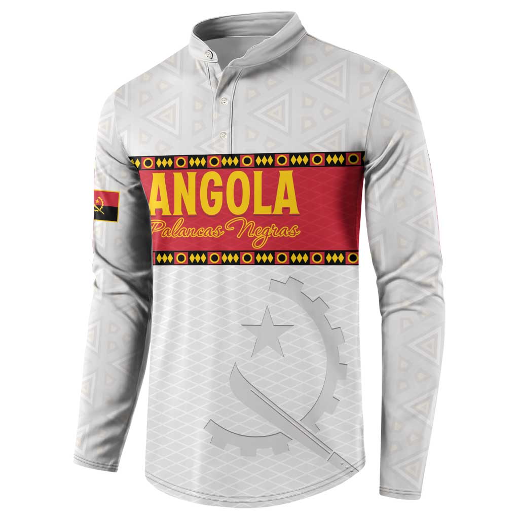 Custom Angola Football Button Sweatshirt Avante Palancas Negras - White
