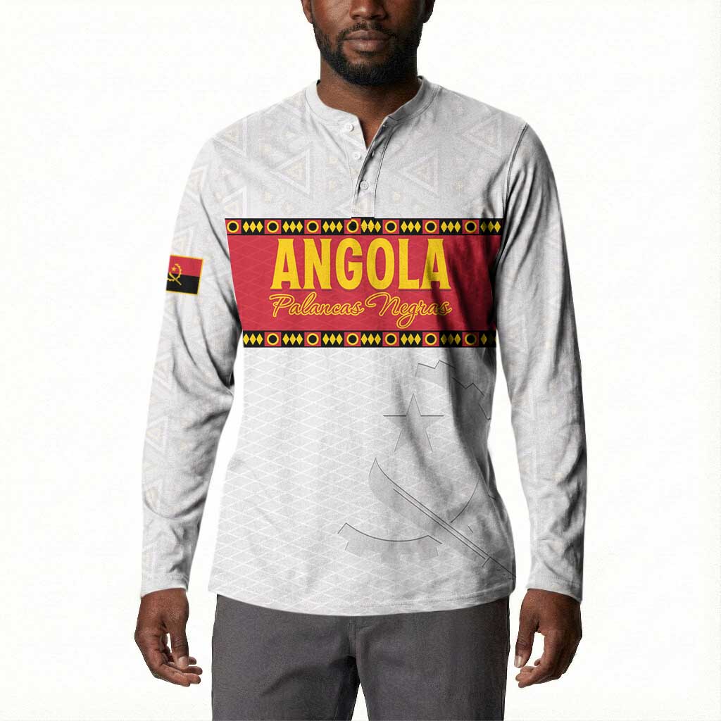 Custom Angola Football Button Sweatshirt Avante Palancas Negras - White