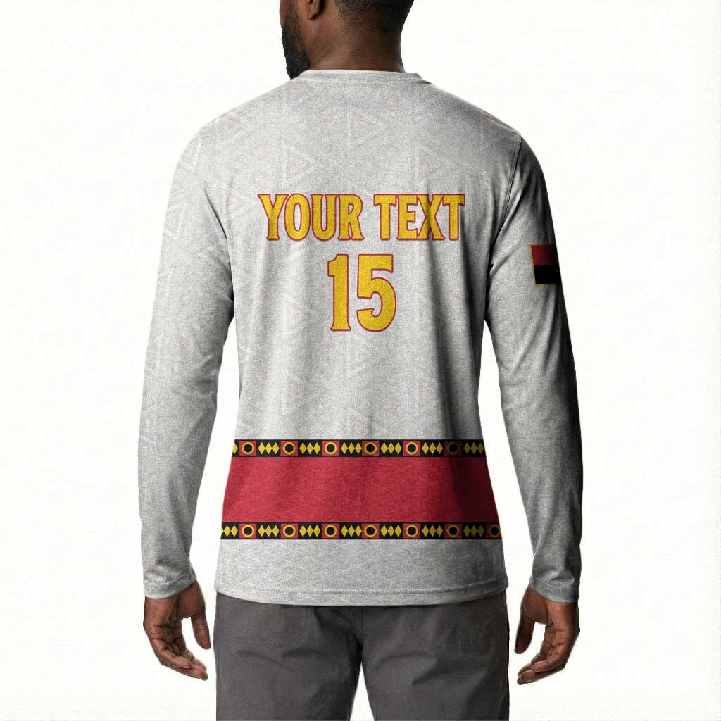 Custom Angola Football Button Sweatshirt Avante Palancas Negras - White