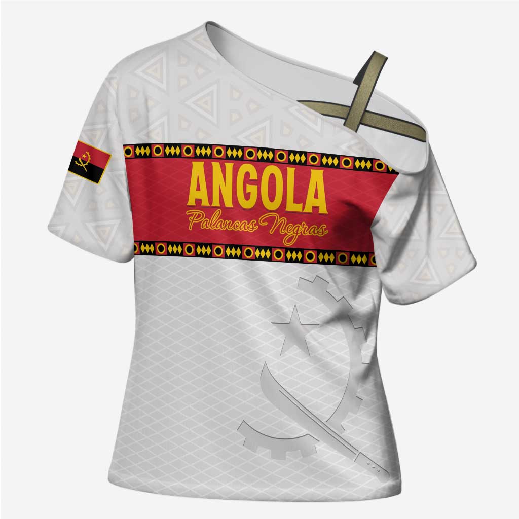 Custom Angola Football Cross Shoulder Shirt Avante Palancas Negras - White