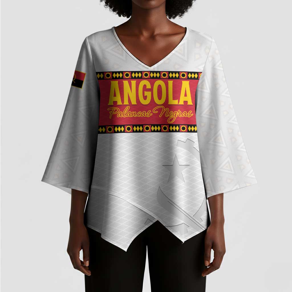 Custom Angola Football Kimono Sleeve Blouse Avante Palancas Negras - White