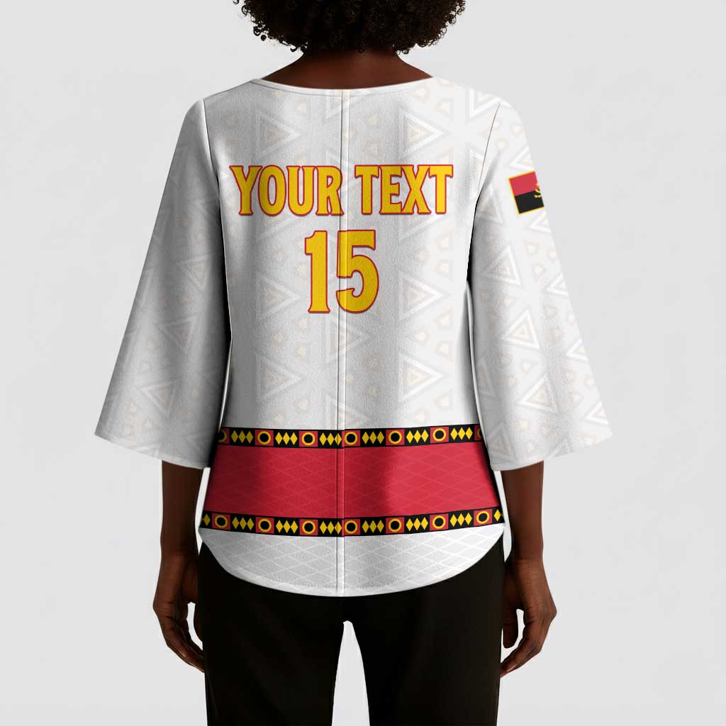 Custom Angola Football Kimono Sleeve Blouse Avante Palancas Negras - White