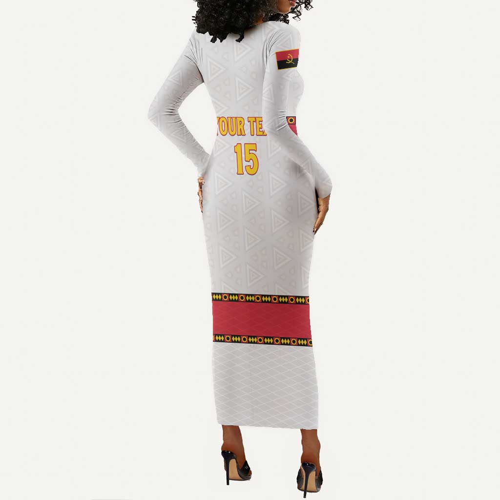 Afro Angola Football Custom Long Sleeve Bodycon Dress Go Palancas Negras - African Pride
