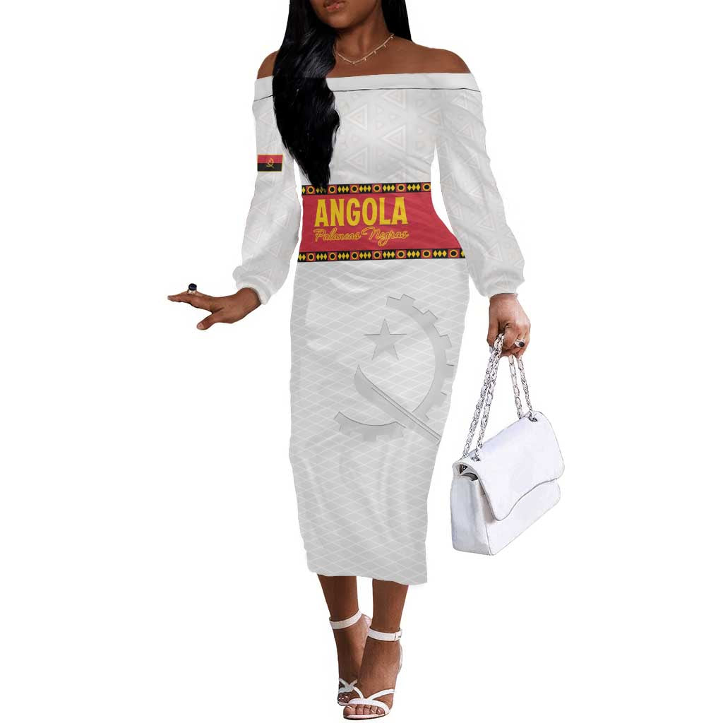 Afro Angola Football Custom Off The Shoulder Long Sleeve Dress Go Palancas Negras - African Pride