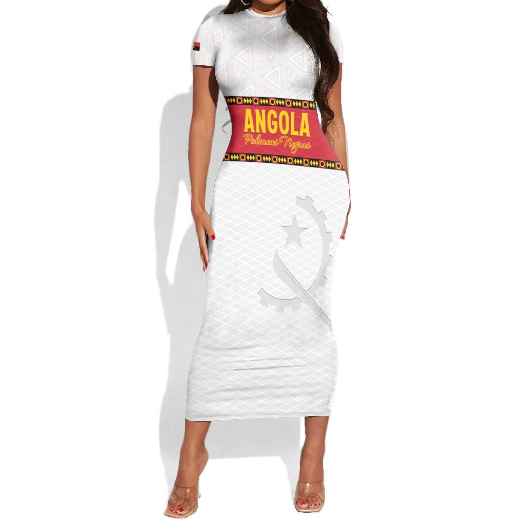 Afro Angola Football Custom Short Sleeve Bodycon Dress Go Palancas Negras - African Pride