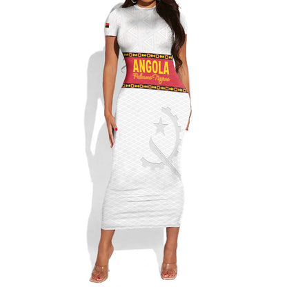 Afro Angola Football Custom Short Sleeve Bodycon Dress Go Palancas Negras - African Pride