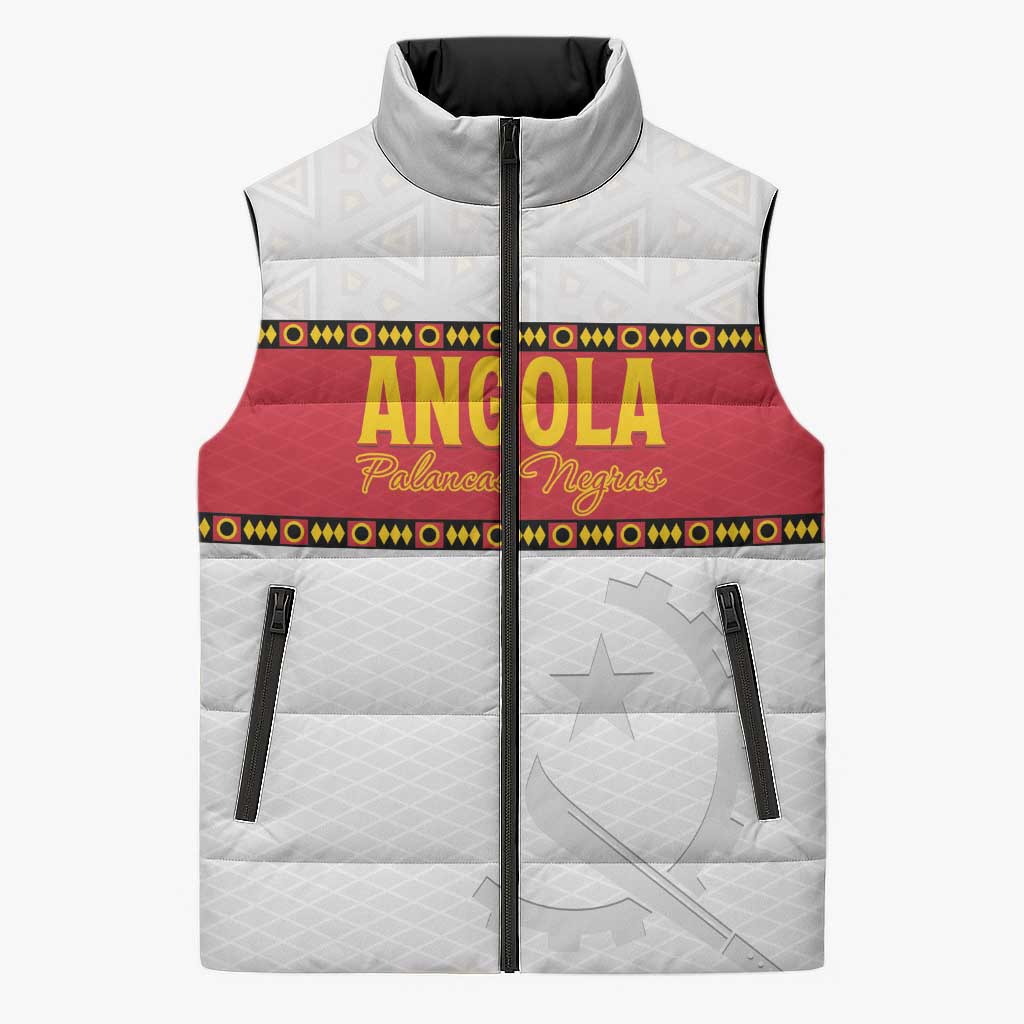 Custom Angola Football Sleeveless Puffer Jacket Avante Palancas Negras - White