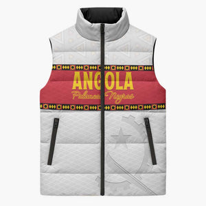 Custom Angola Football Sleeveless Puffer Jacket Avante Palancas Negras - White