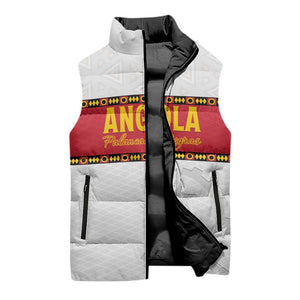 Custom Angola Football Sleeveless Puffer Jacket Avante Palancas Negras - White