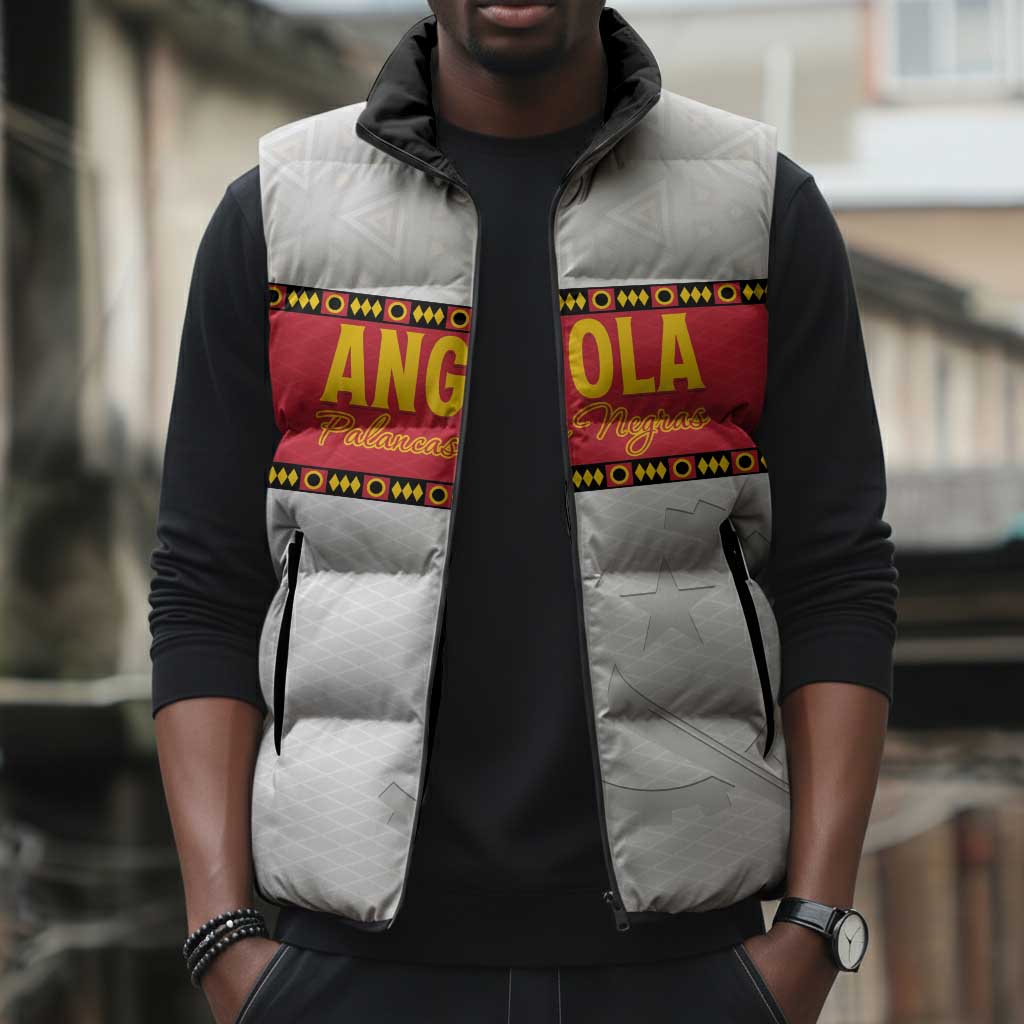 Custom Angola Football Sleeveless Puffer Jacket Avante Palancas Negras - White