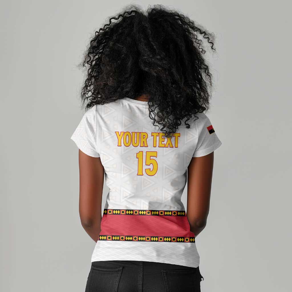 Afro Angola Football Custom Women V-Neck T-Shirt Go Palancas Negras - African Pride
