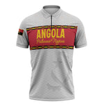 Custom Angola Football Zipper Polo Shirt Avante Palancas Negras - White