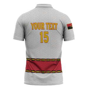 Custom Angola Football Zipper Polo Shirt Avante Palancas Negras - White