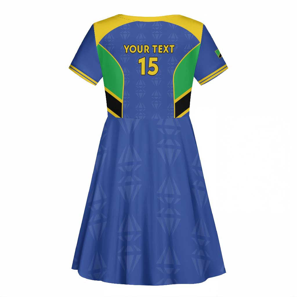 Afro Tanzania Football Custom Kid Short Sleeve Dress Go Taifa Stars Go - African Pride