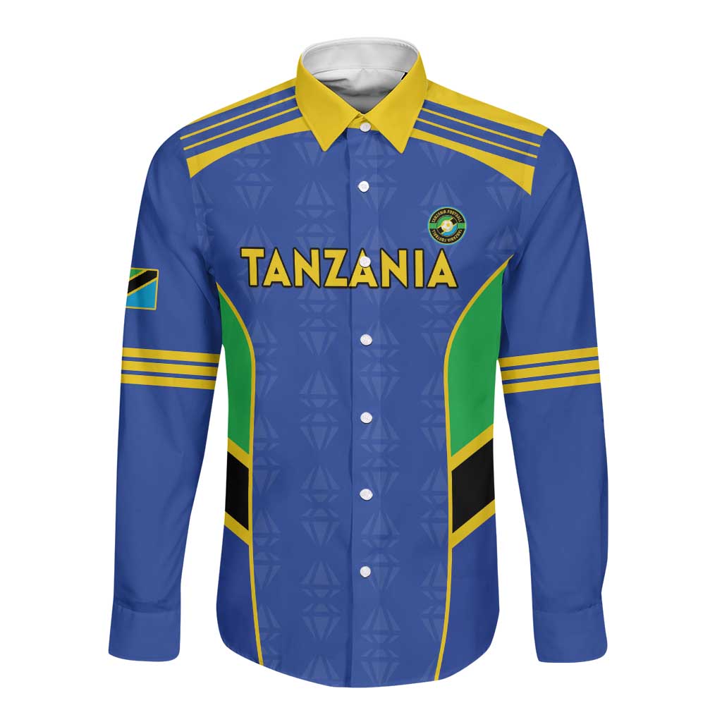 Afro Tanzania Football Custom Long Sleeve Button Shirt Go Taifa Stars Go - African Pride