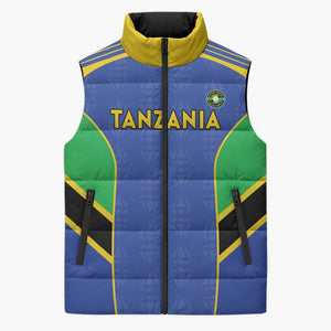 Custom Tanzania Football Sleeveless Puffer Jacket Go Taifa Stars Go