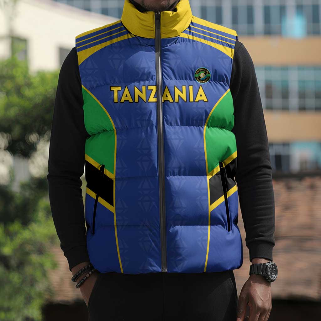 Custom Tanzania Football Sleeveless Puffer Jacket Go Taifa Stars Go