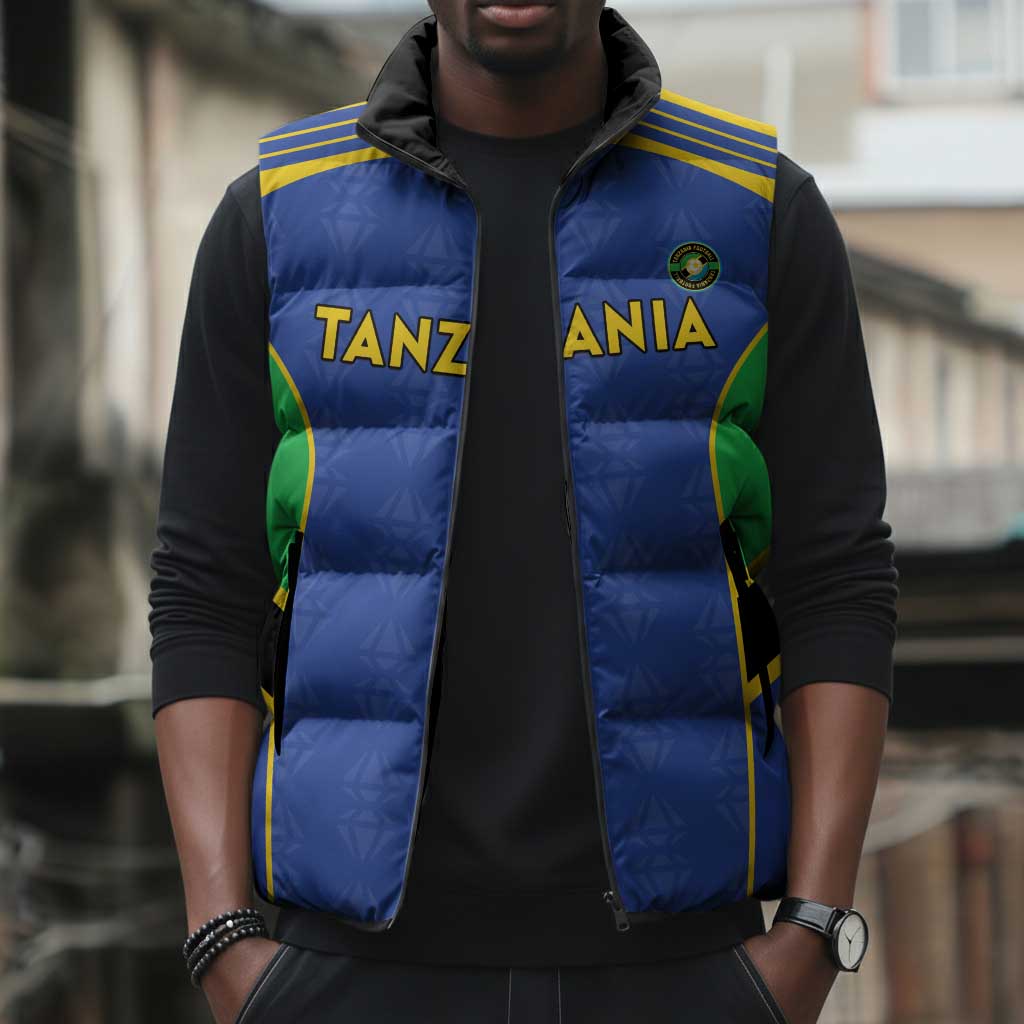 Custom Tanzania Football Sleeveless Puffer Jacket Go Taifa Stars Go