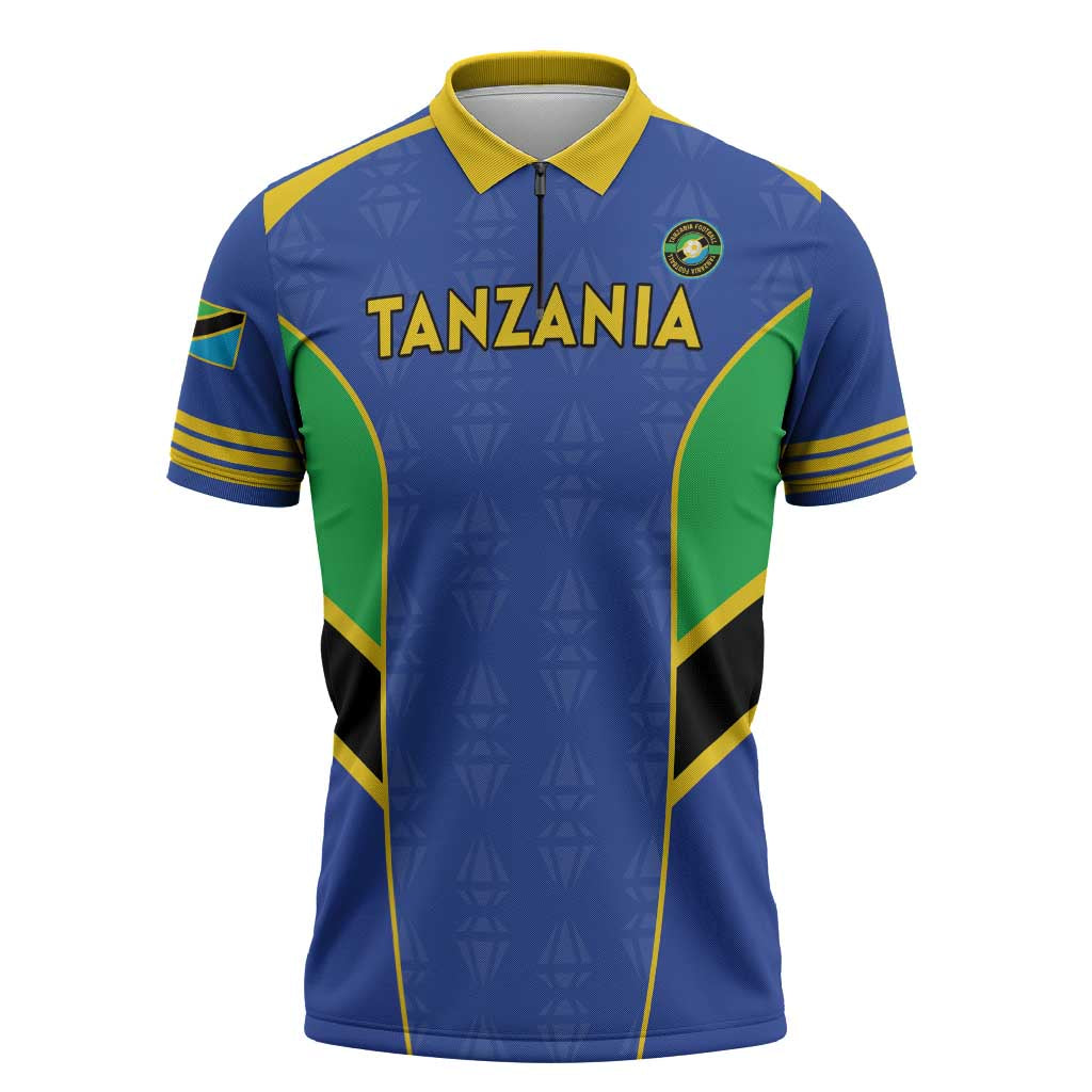 Custom Tanzania Football Zipper Polo Shirt Go Taifa Stars Go