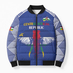 Custom Central African Republic Football Bomber Puffer Jacket Go Champions
