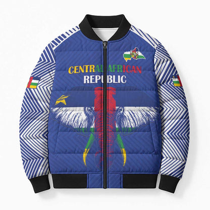 Custom Central African Republic Football Bomber Puffer Jacket Go Champions