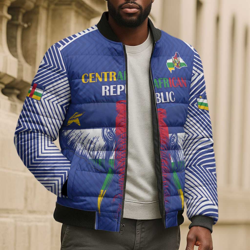 Custom Central African Republic Football Bomber Puffer Jacket Go Champions