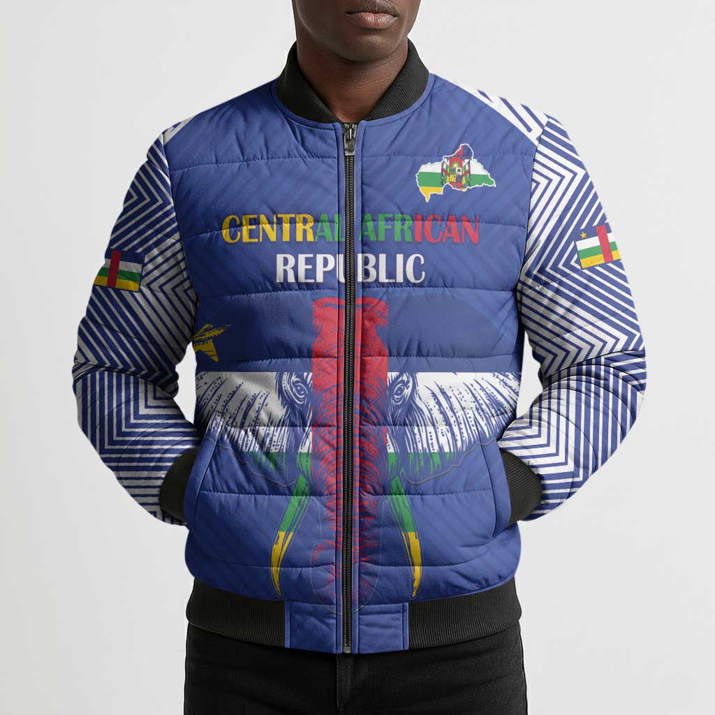 Custom Central African Republic Football Bomber Puffer Jacket Go Champions