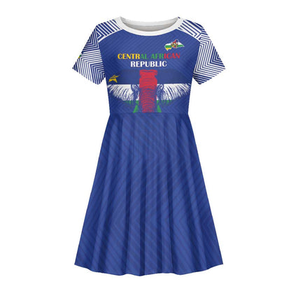 Afro Central African Republic Football Custom Kid Short Sleeve Dress Go Champions - African Pride