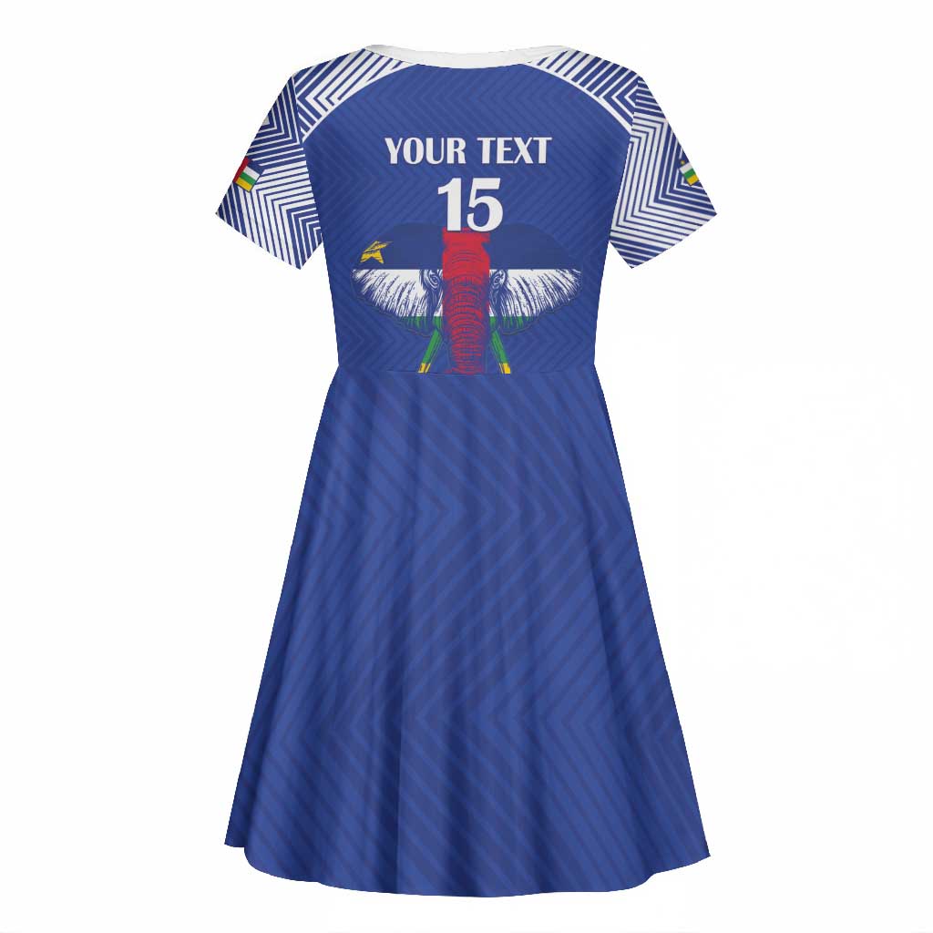 Afro Central African Republic Football Custom Kid Short Sleeve Dress Go Champions - African Pride