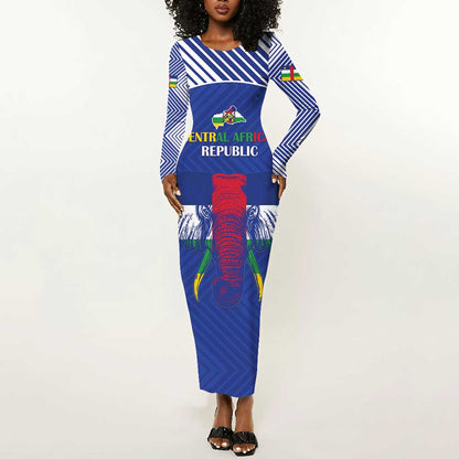 Afro Central African Republic Football Custom Long Sleeve Bodycon Dress Go Champions - African Pride