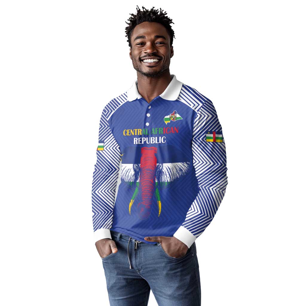 Afro Central African Republic Football Custom Long Sleeve Polo Shirt Go Champions - African Pride