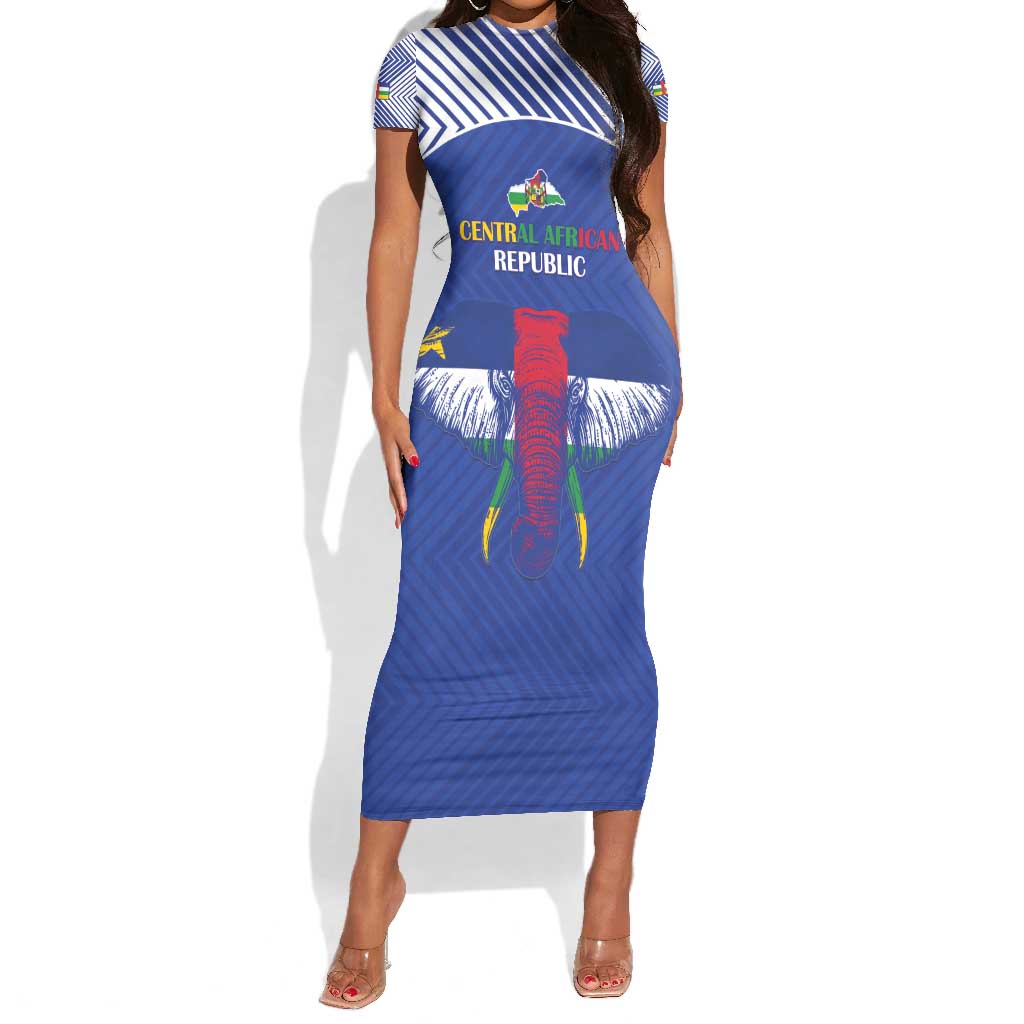 Afro Central African Republic Football Custom Short Sleeve Bodycon Dress Go Champions - African Pride