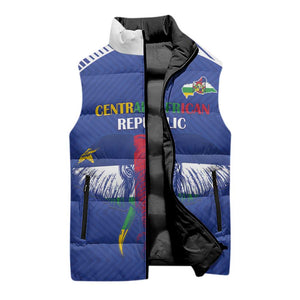 Custom Central African Republic Football Sleeveless Puffer Jacket Go Champions