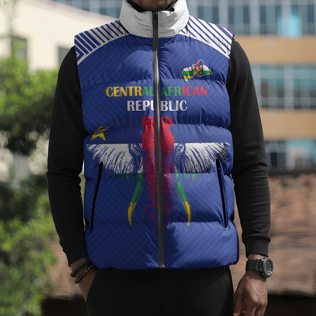 Custom Central African Republic Football Sleeveless Puffer Jacket Go Champions