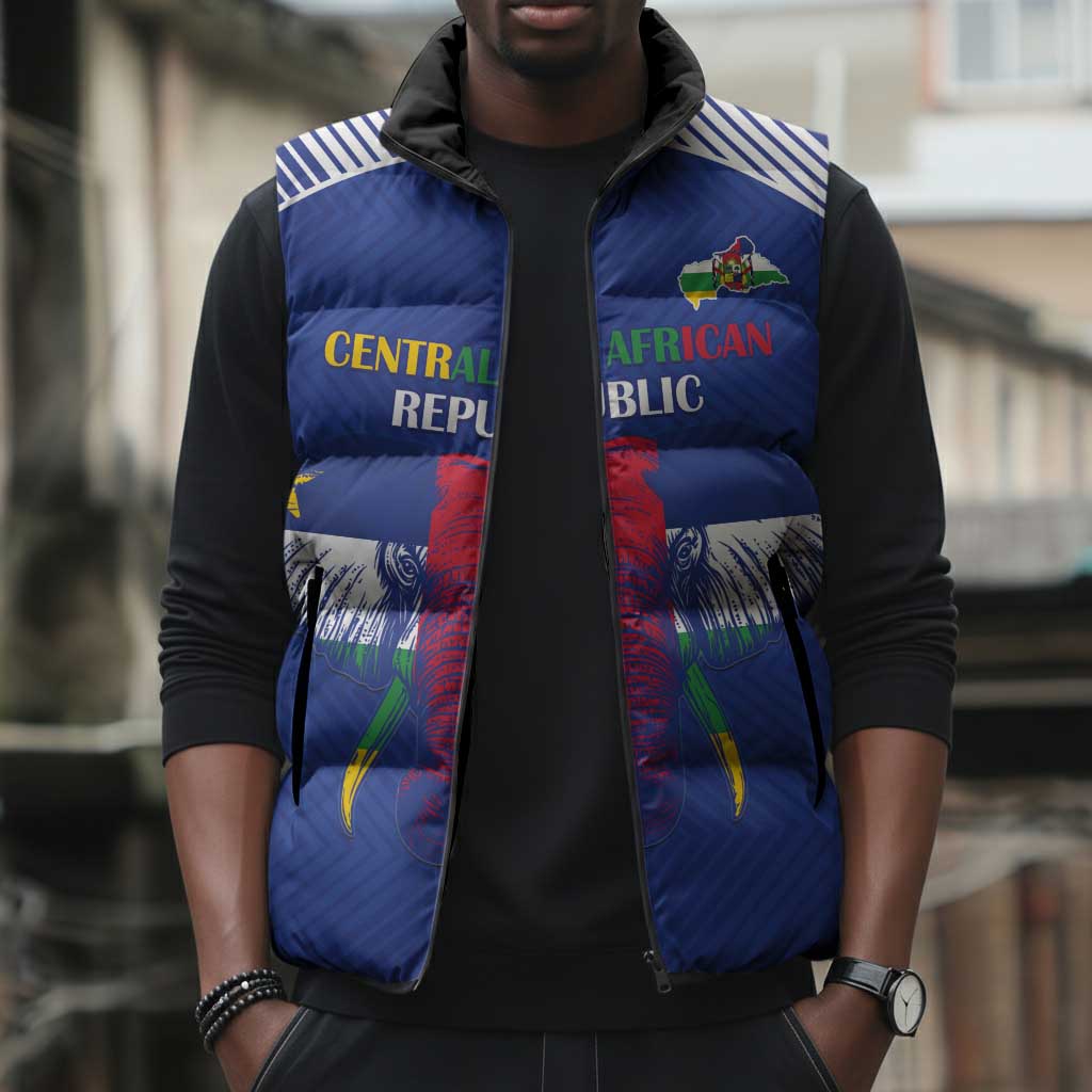 Custom Central African Republic Football Sleeveless Puffer Jacket Go Champions