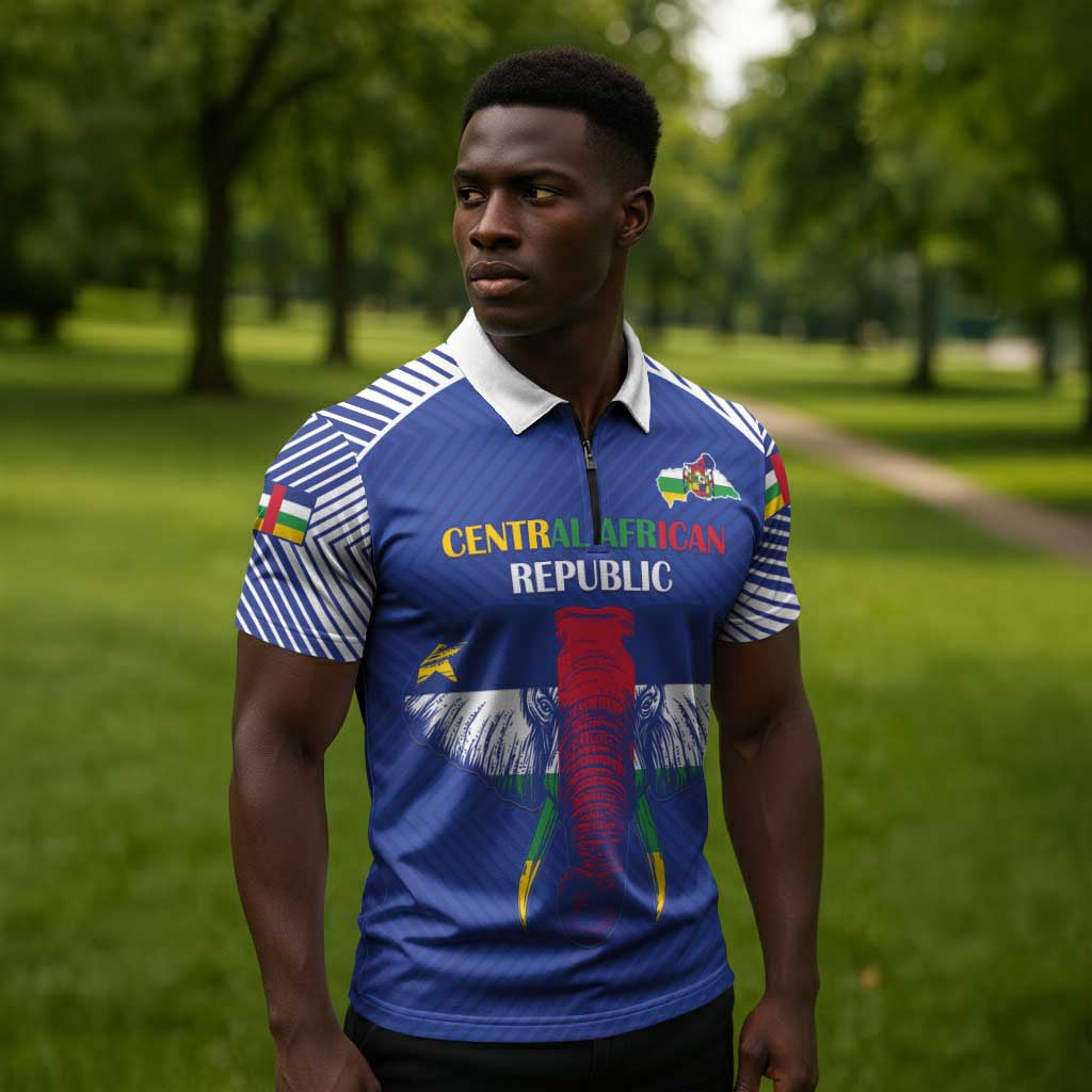 Custom Central African Republic Football Zipper Polo Shirt Go Champions