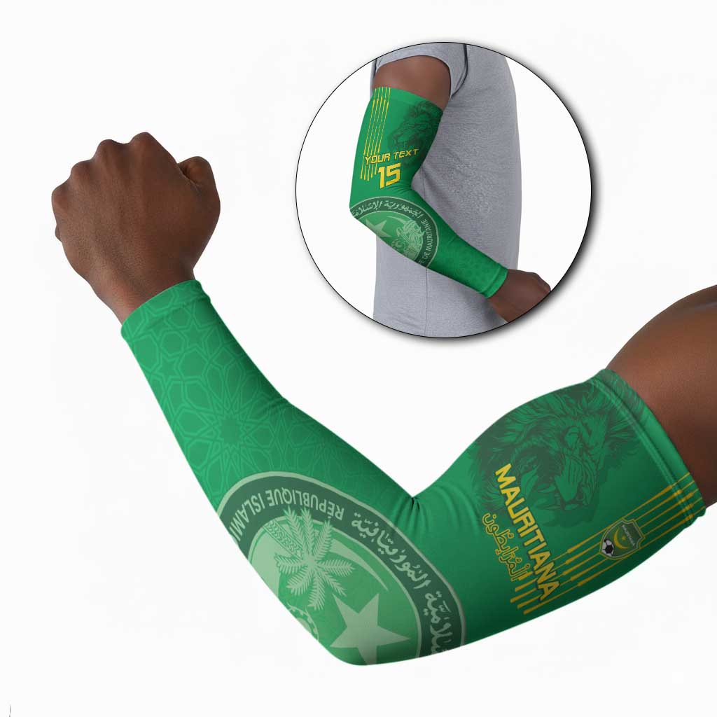 Custom Mauritania Football Arm Sleeves Coat Of Arms With Islamic Pattern