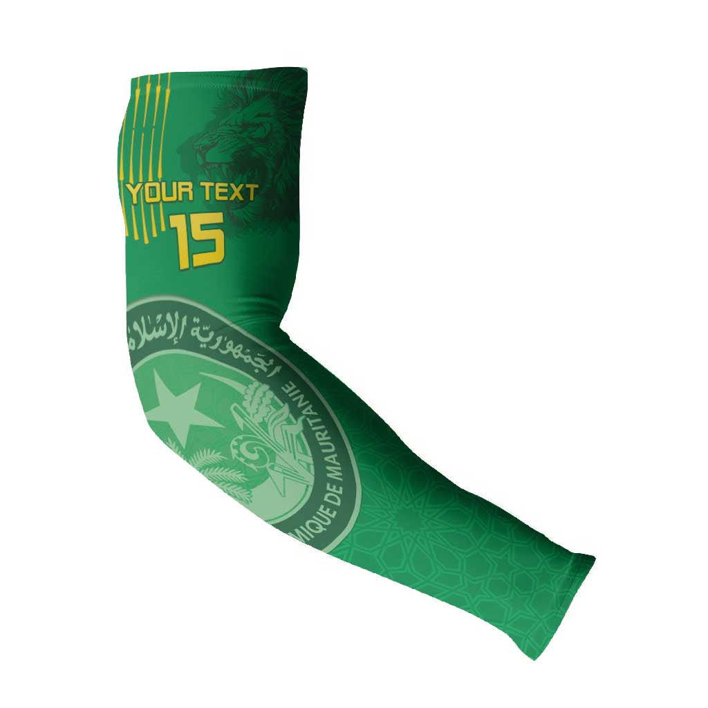 Custom Mauritania Football Arm Sleeves Coat Of Arms With Islamic Pattern