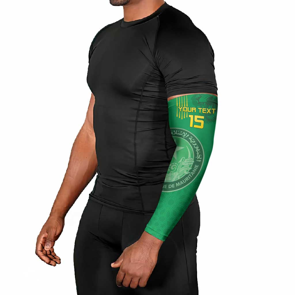 Custom Mauritania Football Arm Sleeves Coat Of Arms With Islamic Pattern