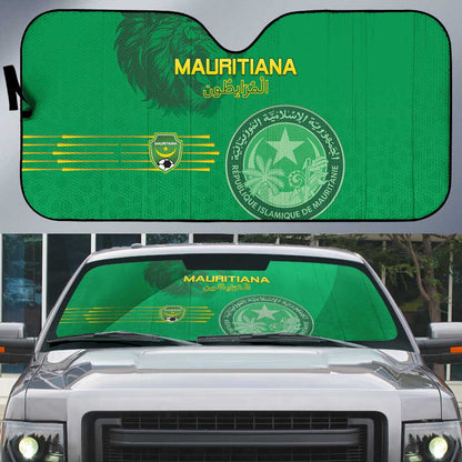 Mauritania Football Auto Sun Shade Coat Of Arms With Islamic Pattern