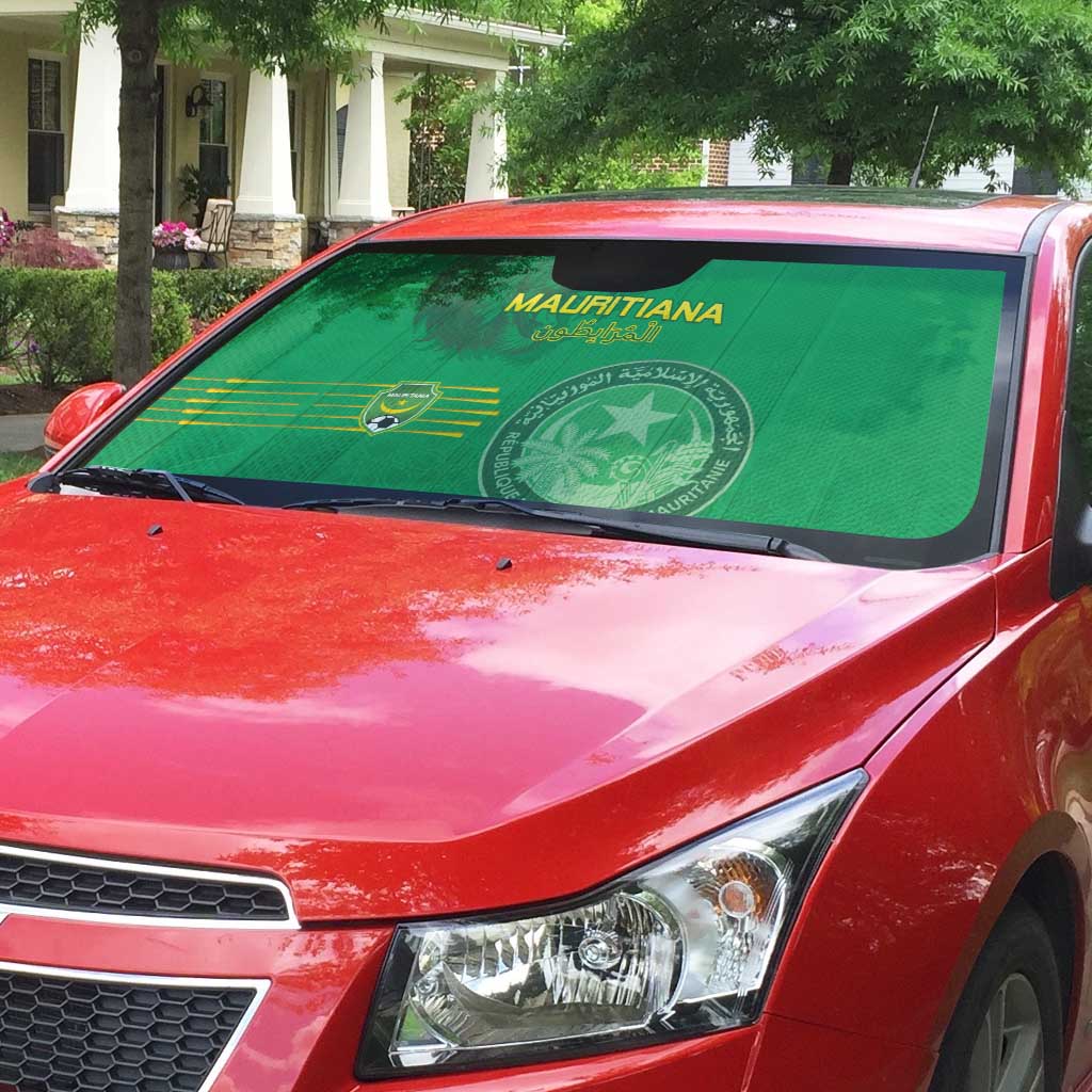 Mauritania Football Auto Sun Shade Coat Of Arms With Islamic Pattern