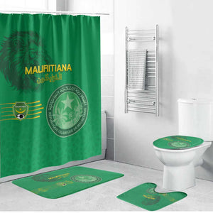 Mauritania Football Bathroom Set Coat Of Arms With Islamic Pattern