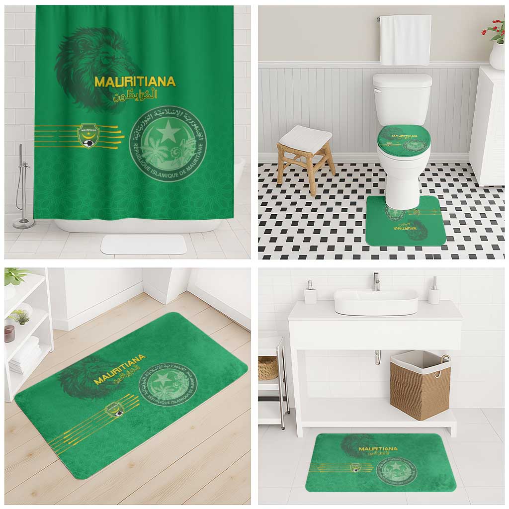 Mauritania Football Bathroom Set Coat Of Arms With Islamic Pattern